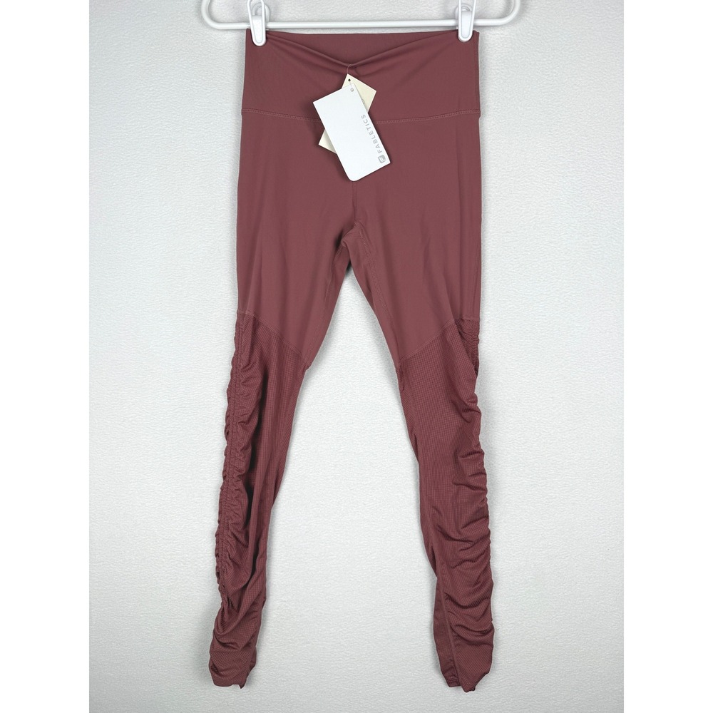 NWT Fabletics Cashel Foldover Powerform Legging Womens S Burgundy Ruched Mesh